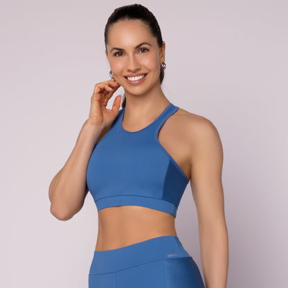 TOP COM RECORTE LATERAL E BOJO - FITNESS
